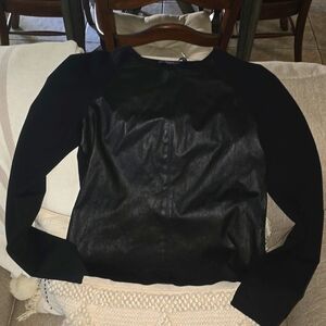 BRAND NEW Theory Combo Raglan Top BLACK Bristol Leather Size Large
